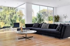 large luxury modern bright interiors Living room with plants illustration 3D rendering computer digitally generated image